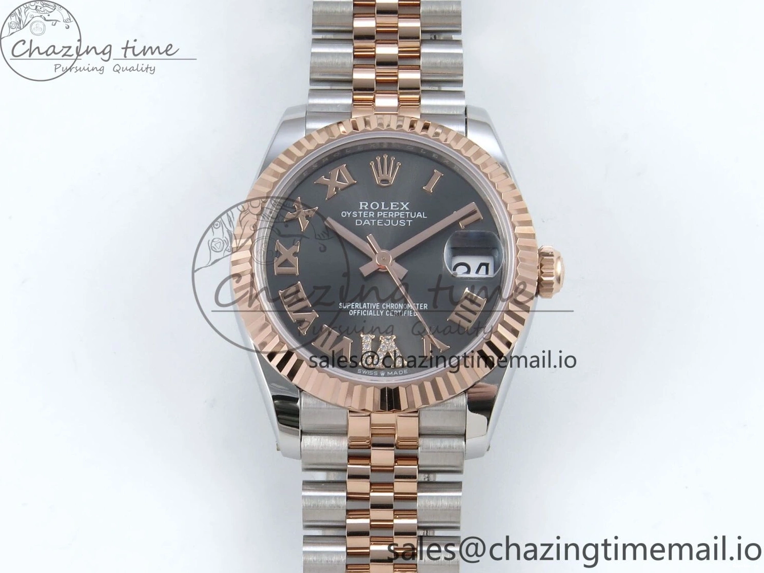 0106 StreetReady DateJust 31 278271 ARF 1:1 Best Edition 904L Steel Gray Roman Diamonds Dial on SS RG Jubilee Bracelet ETA 516